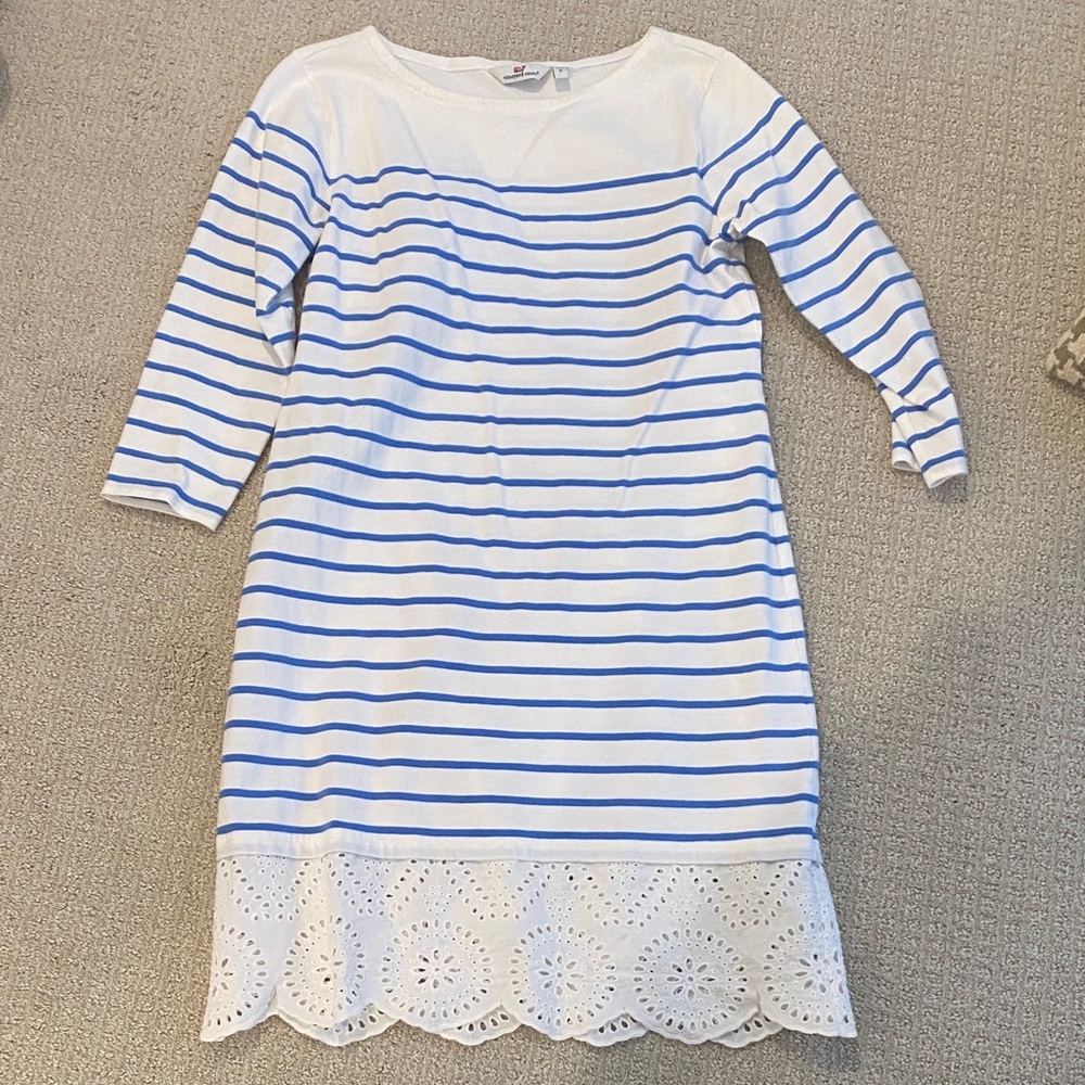 Vineyard Vines Blue and White Striped Long Sleeve Dress